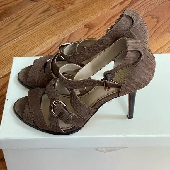 Coach Fawn Leather Strappy Open Toe sling back high heeled Sandals - Picture 5 of 11